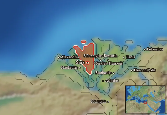 Map of Saites-Xoites Nomoi and its neighbours