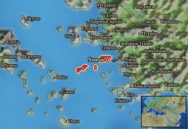 Map of Samos and its neighbours