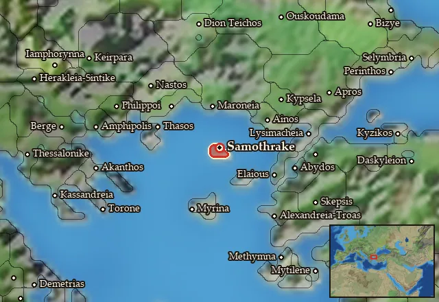 Map of Samothrake and its neighbours