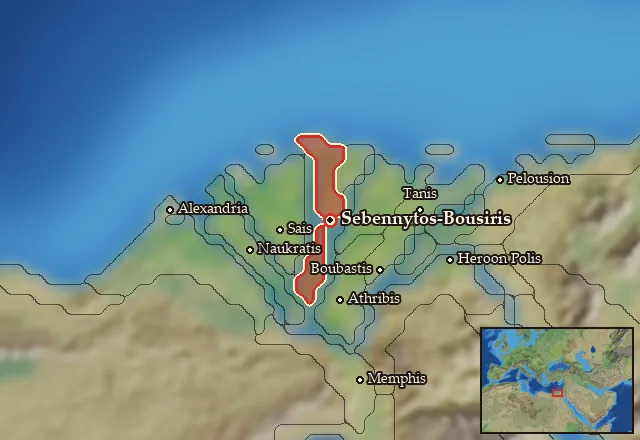 Map of Sebennytes-Bousirites Nomoi and its neighbours