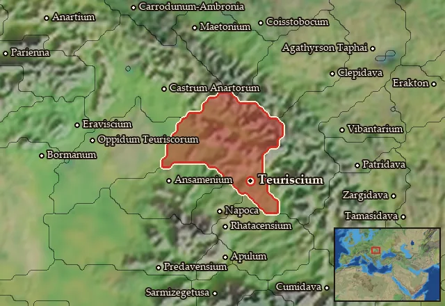 Map of Teuriscia and its neighbours