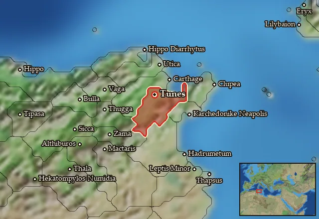 Map of Tunesia and its neighbours