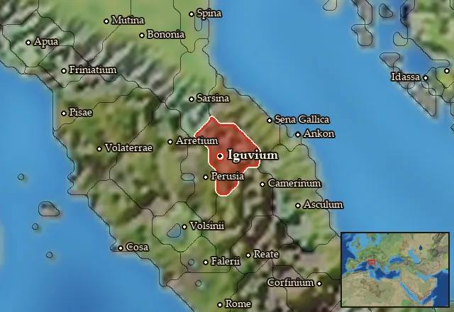 Map of Umbria and its neighbours