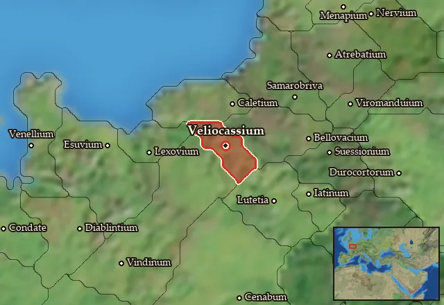 Map of Veliocassia and its neighbours