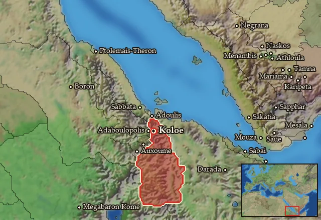 Map of Ano Aithiopia and its neighbours