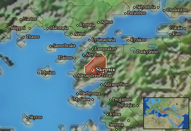 Map of Ano Troias and its neighbours