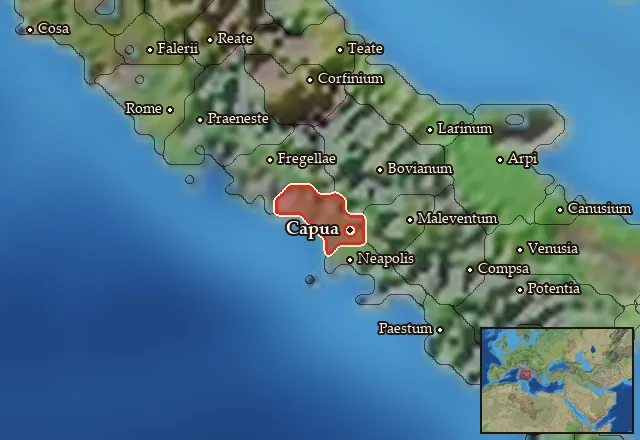Map of Campania and its neighbours