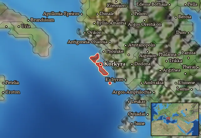 Map of Kerkyra and its neighbours