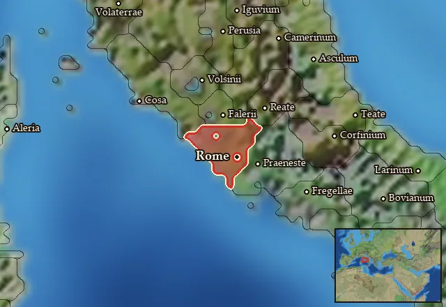 Map of Roma and its neighbours