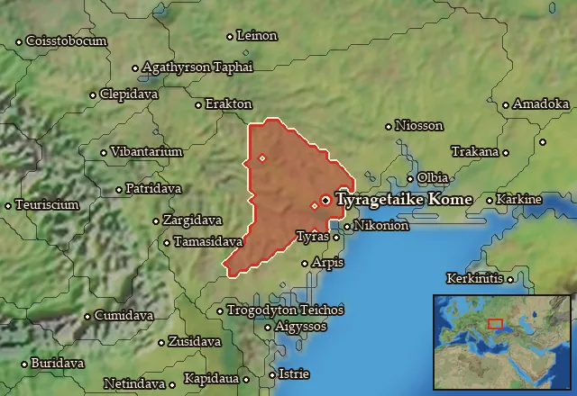 Map of Tyragetia and its neighbours