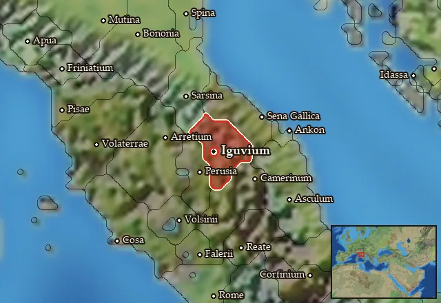 Map of Umbria and its neighbours