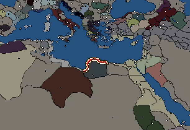 Starting territory of Cyrene, with its neighbours