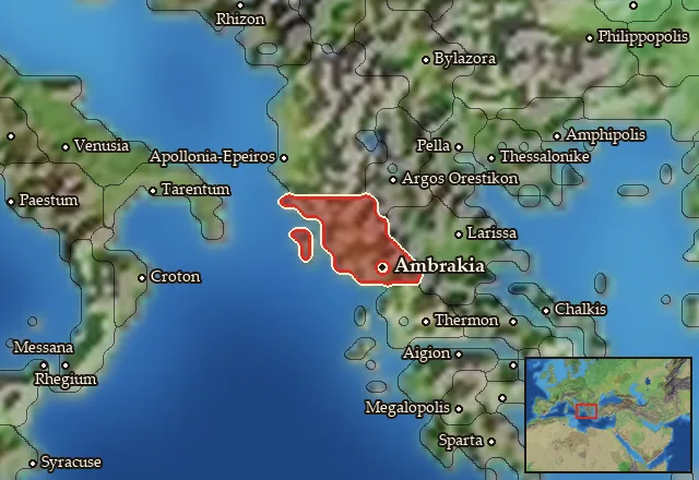 Map of Ambrakikos Kolpos and its neighbours