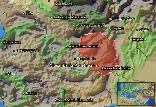 Map of Arachosia and its neighbours