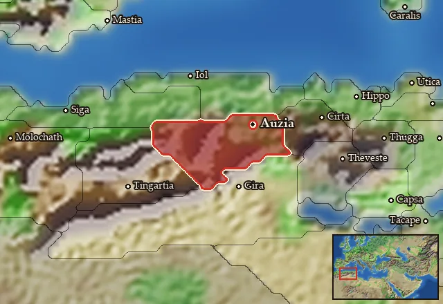 Map of Auzica and its neighbours