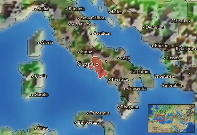 Map of Campania and its neighbours