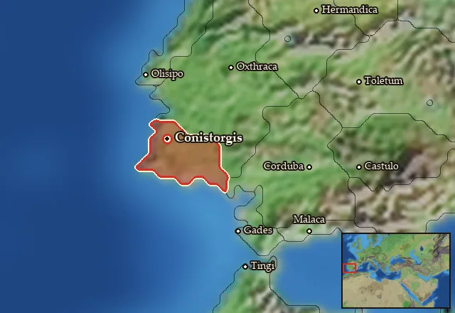 Map of Conia and its neighbours