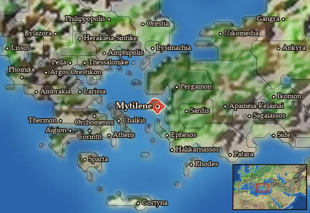 Map of Lesbos and its neighbours