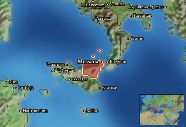 Map of Mamertina and its neighbours