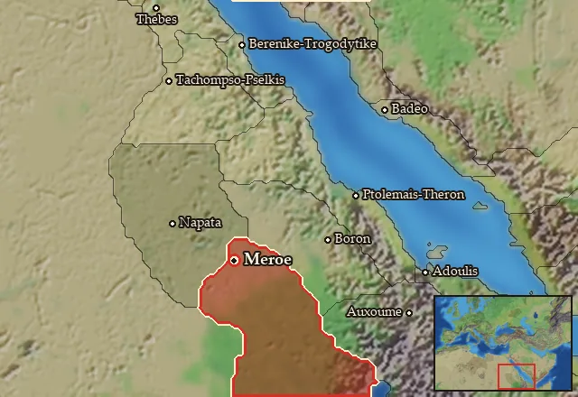 Map of Meroitis and its neighbours