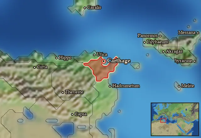 Map of Qart Hadasht and its neighbours