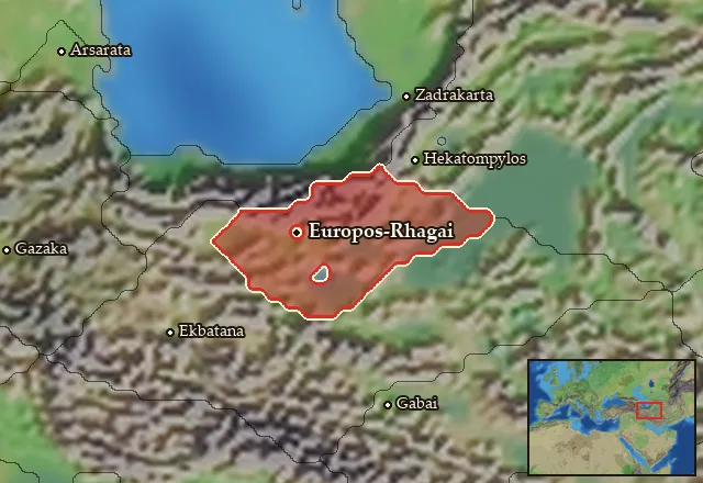 Map of Rhagiane and its neighbours