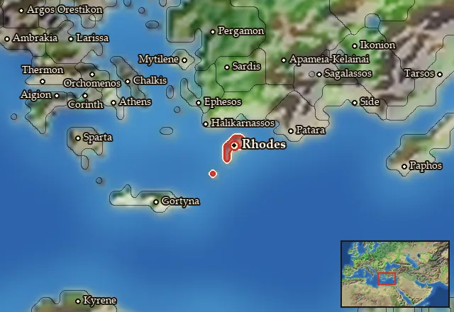 Map of Rhodos and its neighbours