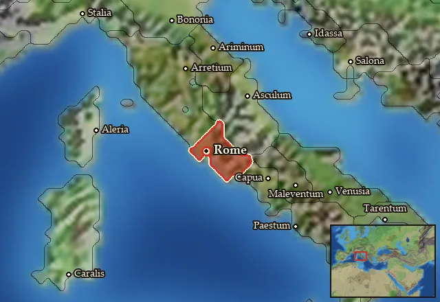 Map of Roma and its neighbours