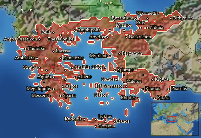 Regions of the Aegean mercenary pool