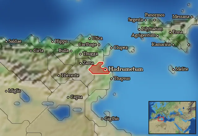 Map of Adrumet and its neighbours