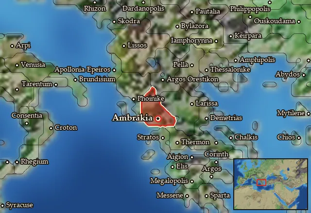 Map of Ambrakikos Kolpos and its neighbours