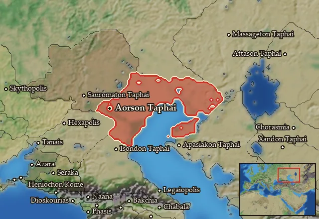 Map of Ano Aorsia and its neighbours