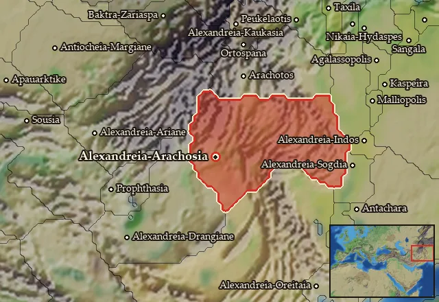 Map of Arachosia and its neighbours