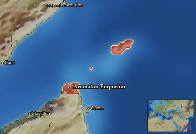 Map of Aromaton Akroterion and its neighbours