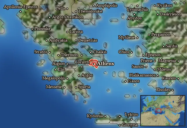 Map of Attike and its neighbours