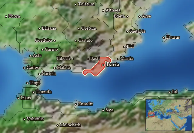 Map of Bastetania Maritima and its neighbours