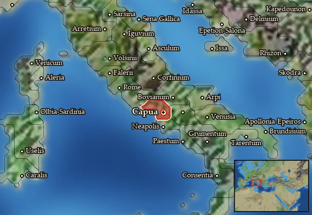 Map of Campania and its neighbours