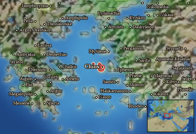 Map of Chios and its neighbours