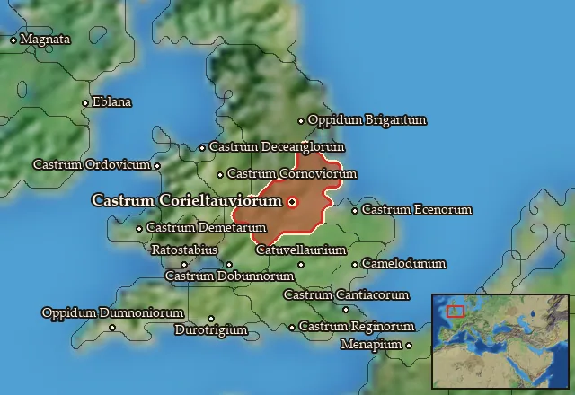 Map of Corieltauvia and its neighbours