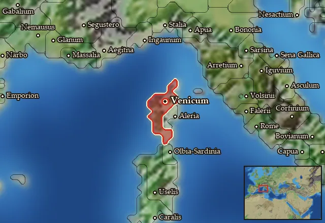 Map of Corsica and its neighbours