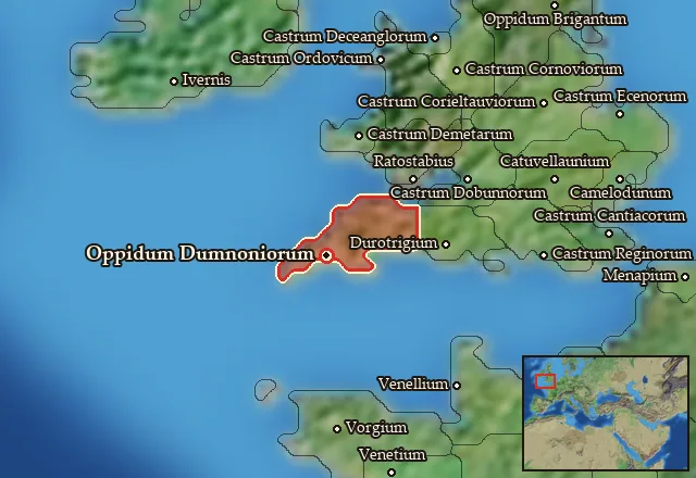 Map of Dumnonia and its neighbours
