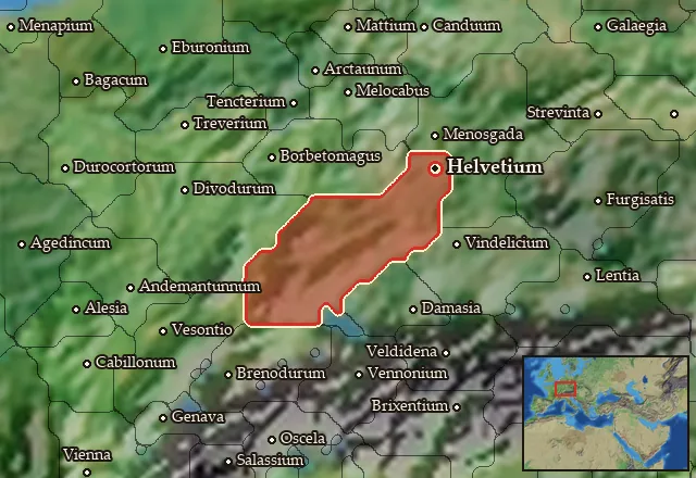 Map of Helvetia Vetus and its neighbours