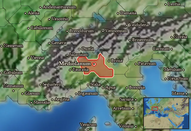 Map of Insubria and its neighbours