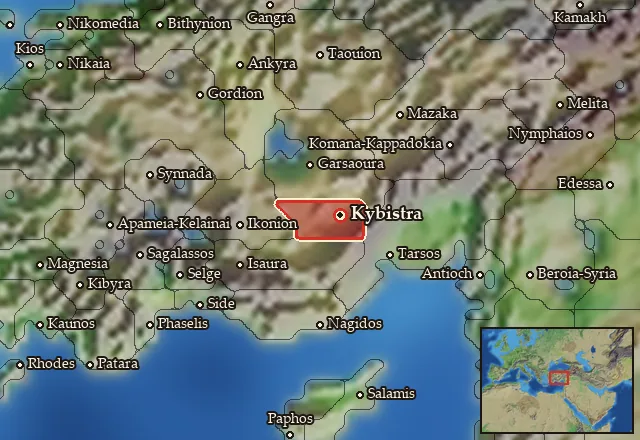 Map of Kappadokike Kilikia and its neighbours