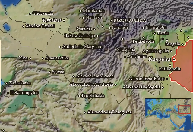 Map of Kaspeiraia and its neighbours