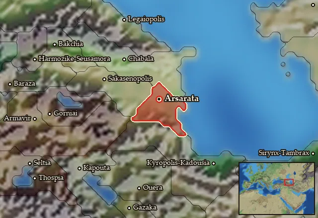 Map of Kaspiane and its neighbours