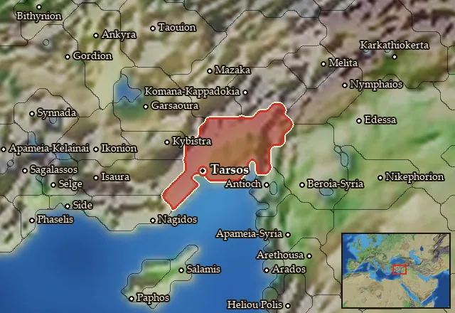 Map of Kilikia Pedias and its neighbours