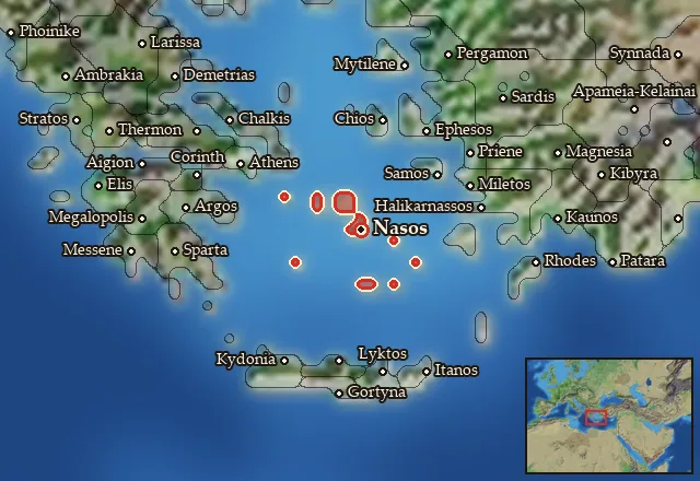 Map of Kyklades and its neighbours