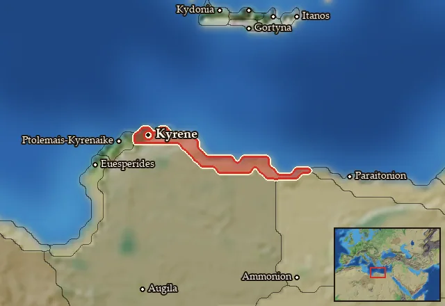 Map of Kyrenaike and its neighbours
