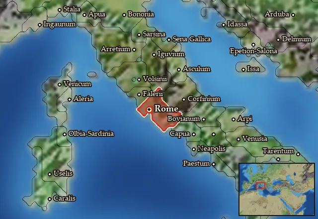 Map of Latium and its neighbours